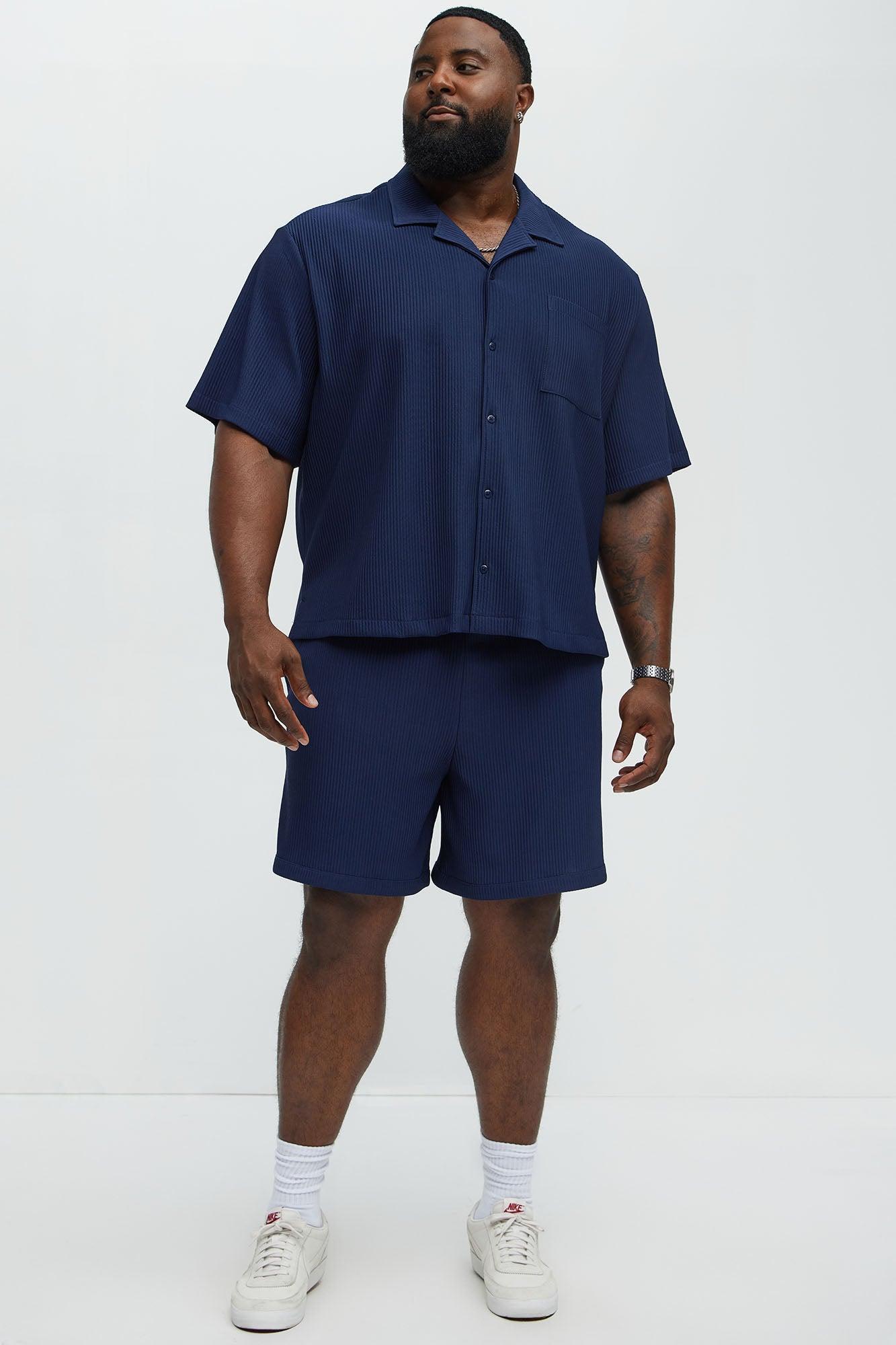 Show Up Short Sleeve Cuban Shirt - Navy Product Image