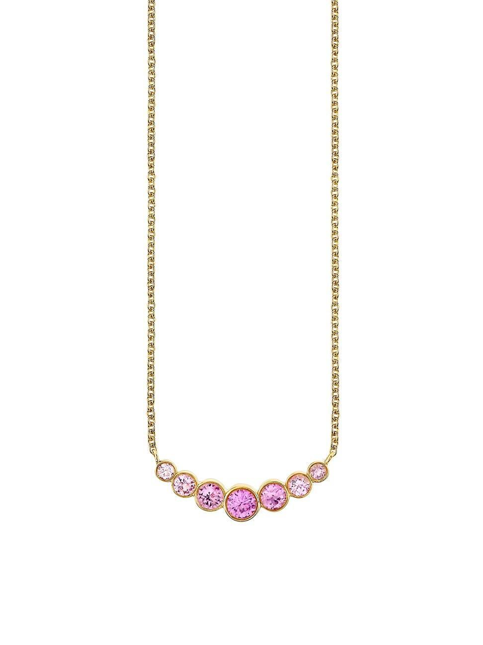 Womens Under The Sea 14K Yellow Gold & Pink Sapphire Bar Pendant Necklace Product Image