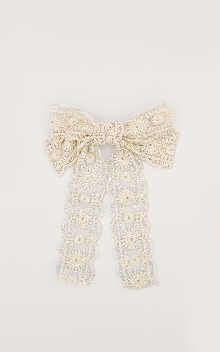 Cream Lace Bow Hair Clip Product Image