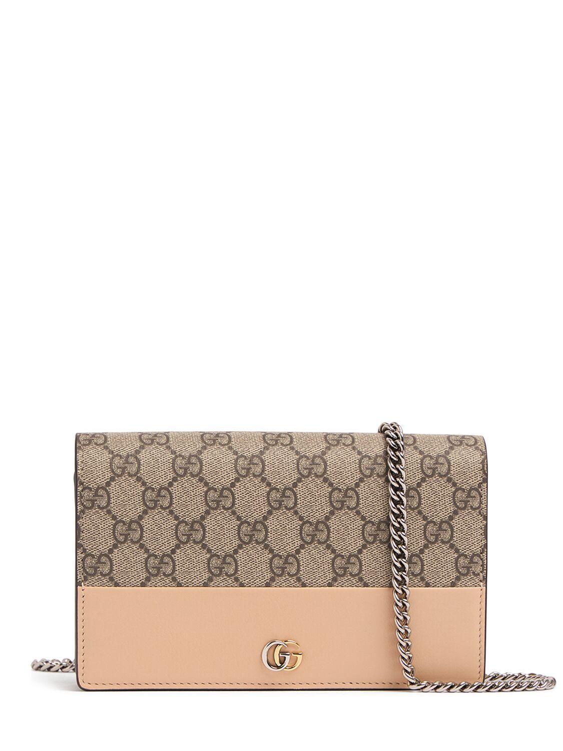 GUCCI Petite Marmont Leather Wallet On Chain In Pink Product Image