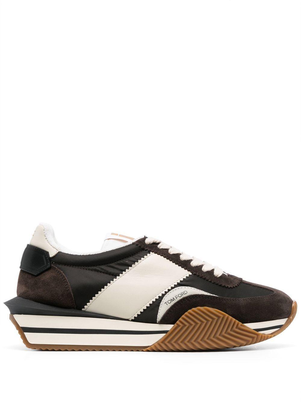 TOM FORD James Panelled Flatform Sneakers In Black/cream Product Image