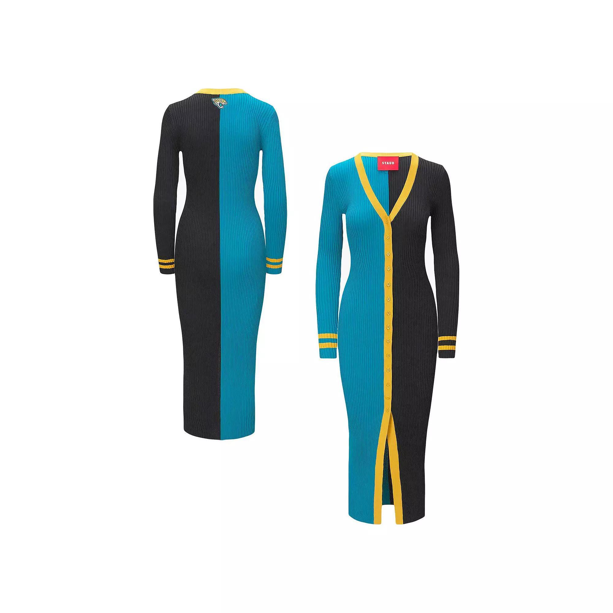 Women's STAUD Teal/Black Jacksonville Jaguars Shoko Knit Button-Up Sweater Dress,  Product Image