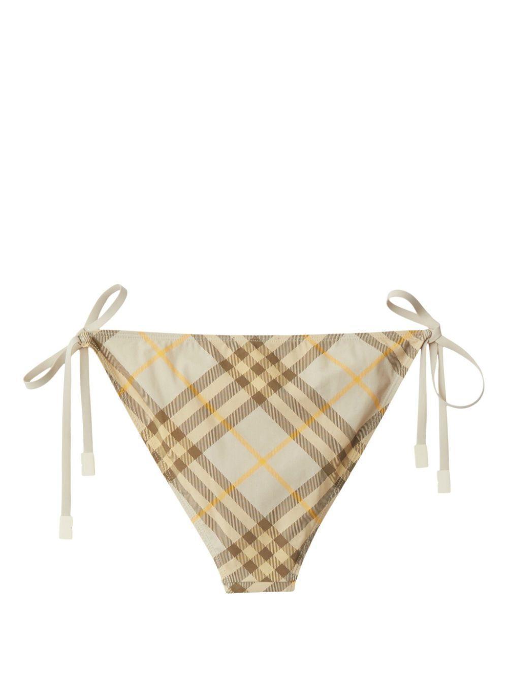 BURBERRY Check Bikini Briefs In Wheat Product Image