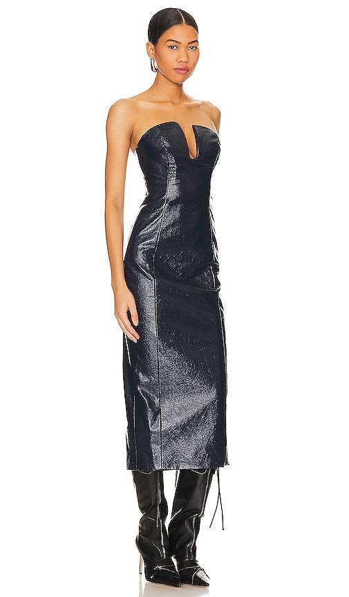 NICHOLAS Katherine U Shape Strapless Midi Dress in Navy Product Image