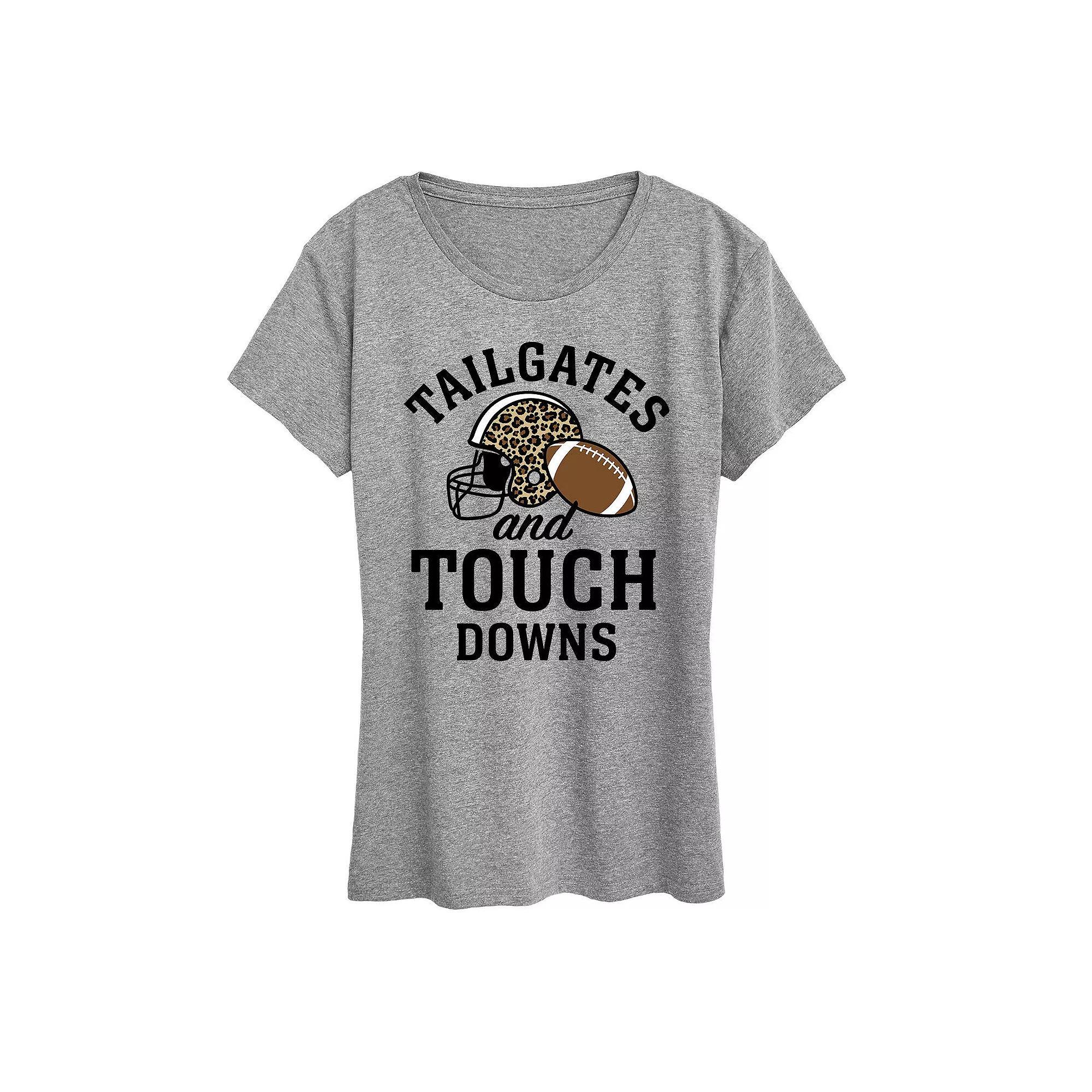 Women's Tailgates Touchdowns Graphic Tee, Girl's, Size: Medium, Grey Gray Product Image