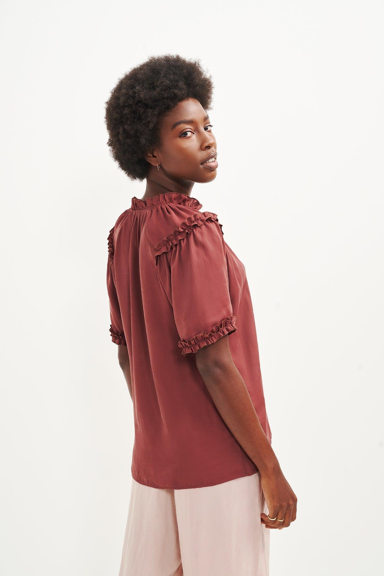 Zuri Cupro Blouse - Earth - ReAmour Product Image