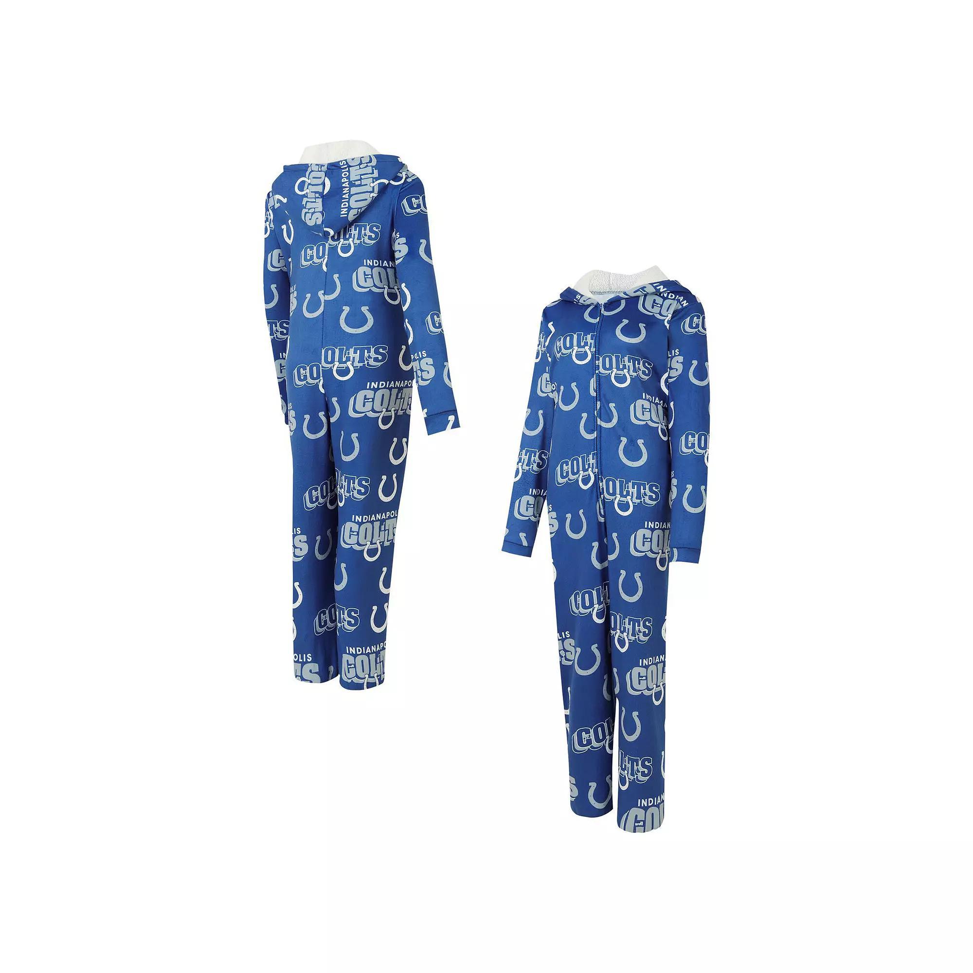 Women's Concepts Sport Royal Indianapolis Colts Roadway Allover Print Microfleece Full-Zip Union Suit,  Product Image