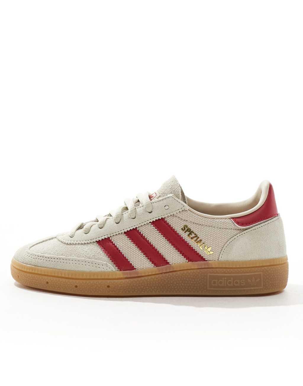 adidas Originals Handball Spezial sneakers in gray and red Product Image