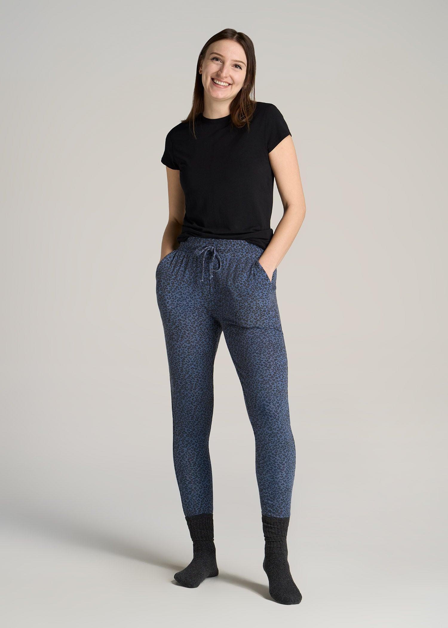 Cozy Lounge Joggers for Tall Women in Navy Leopard Product Image