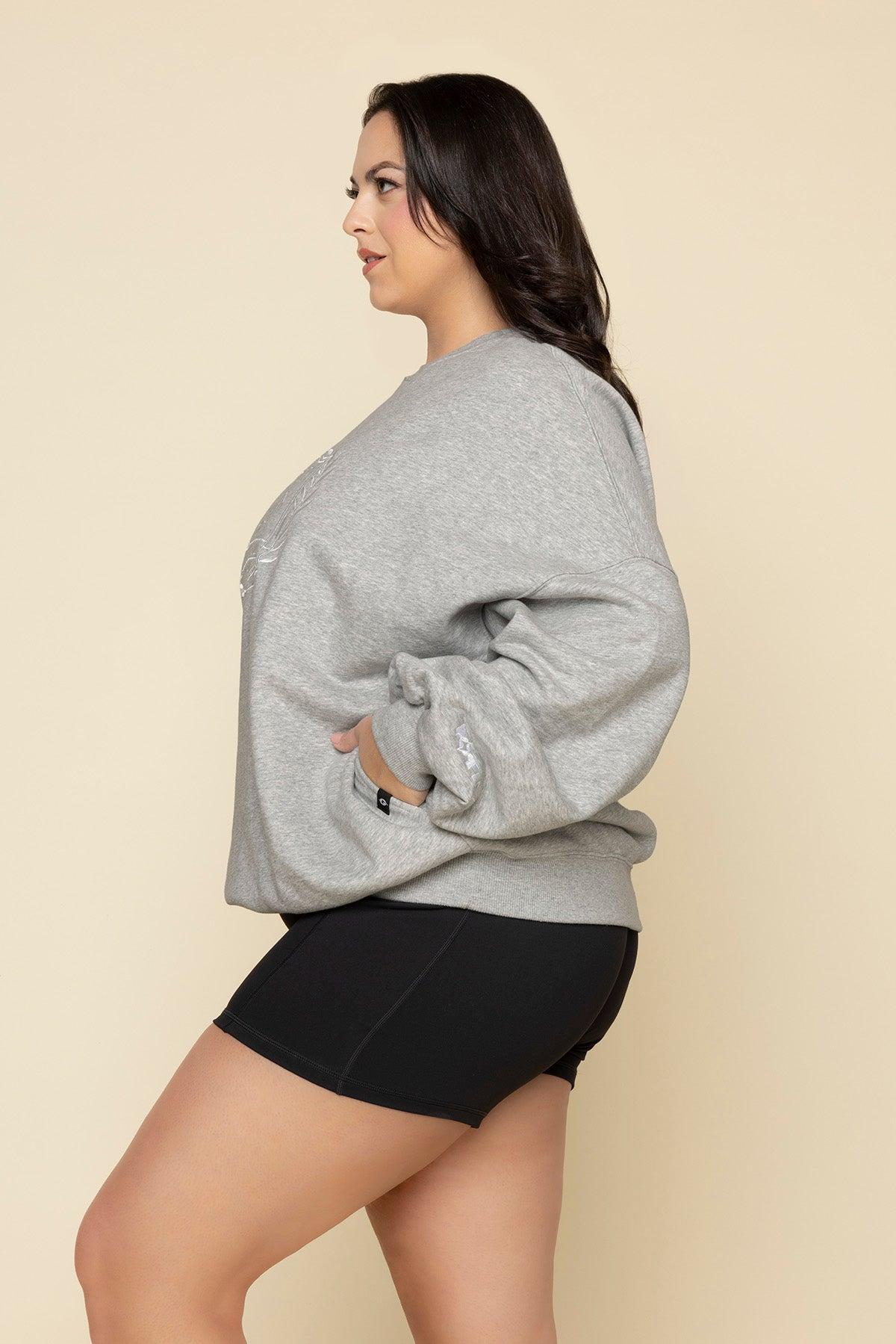 POPFLEX® Active Club Cloud Crewneck Sweater - Heather Grey Product Image