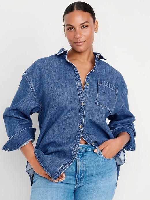 Boyfriend Button-Down Jean Tunic Product Image