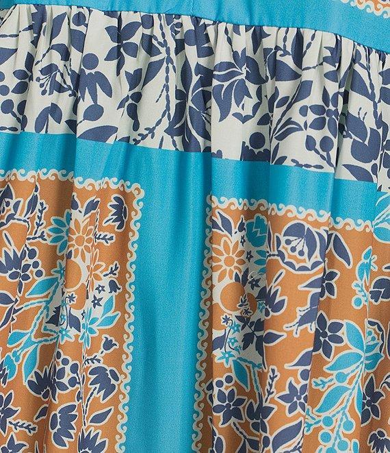 Current Air Printed Split Round Neck 3/4 Dolman Sleeve Empire Waist Midi Dress Product Image