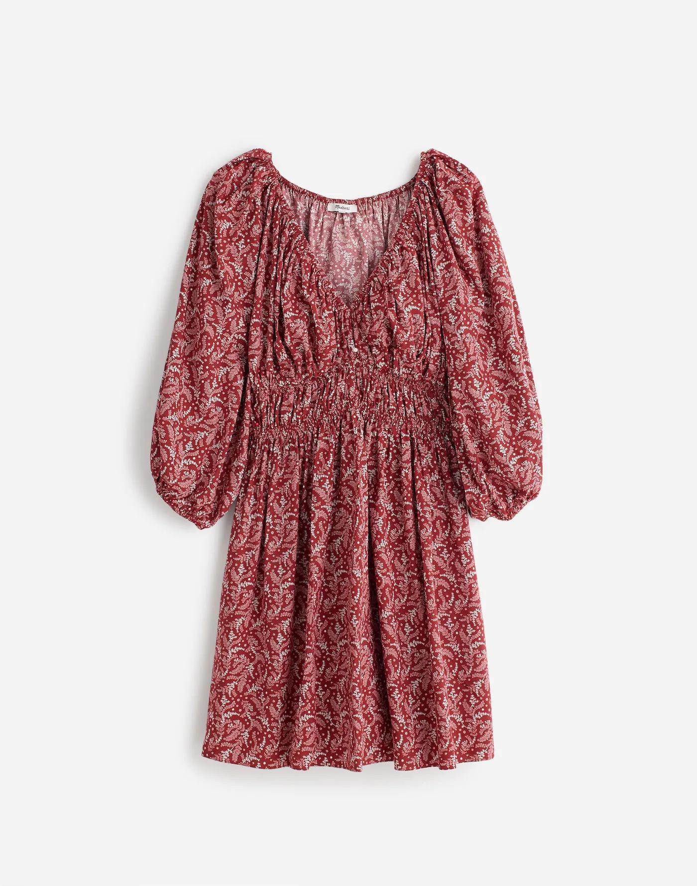 Puff-Sleeve V-Neck Mini Dress in Paisley Floral Product Image