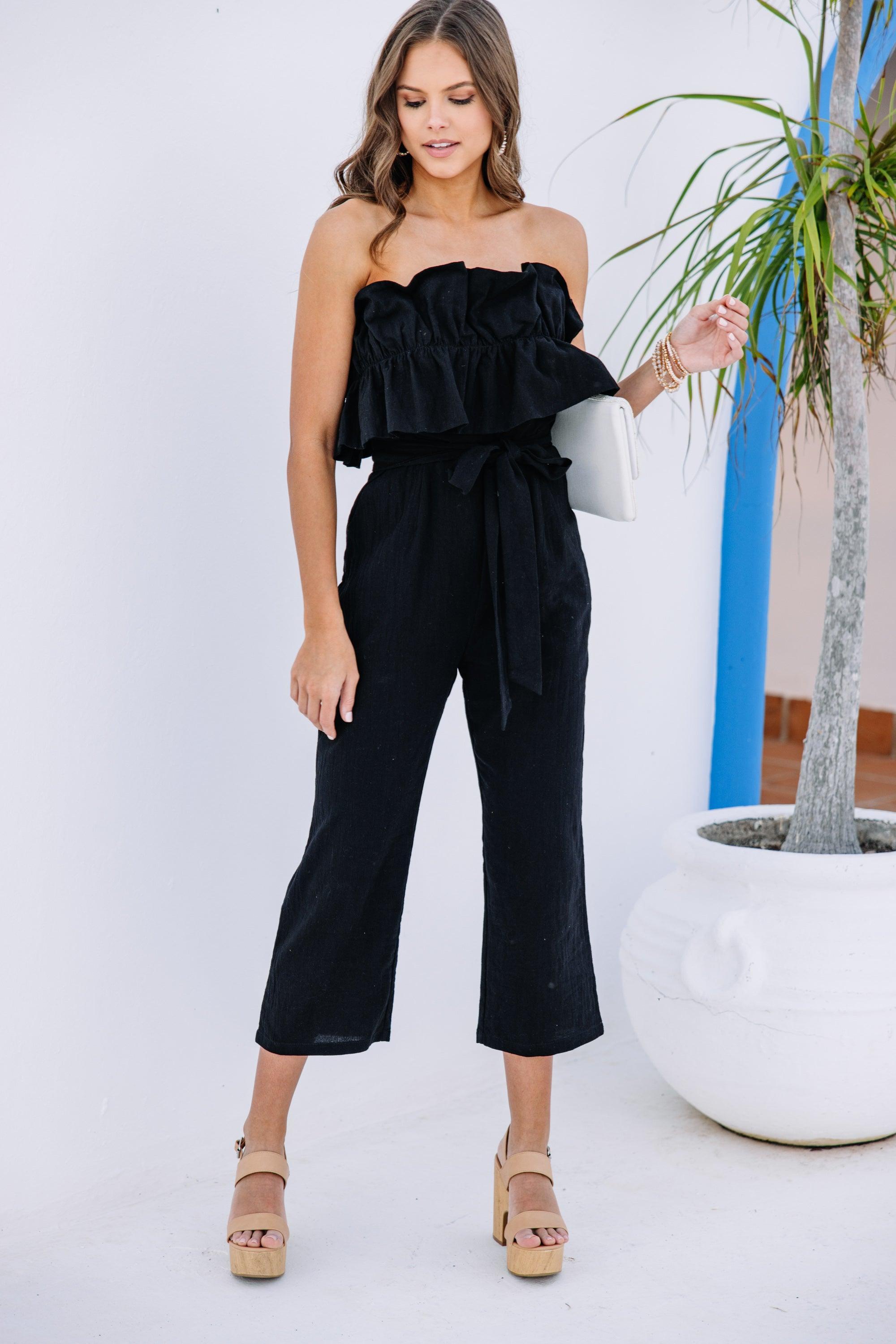 Feeling Fun Black Ruffled Jumpsuit Female Product Image