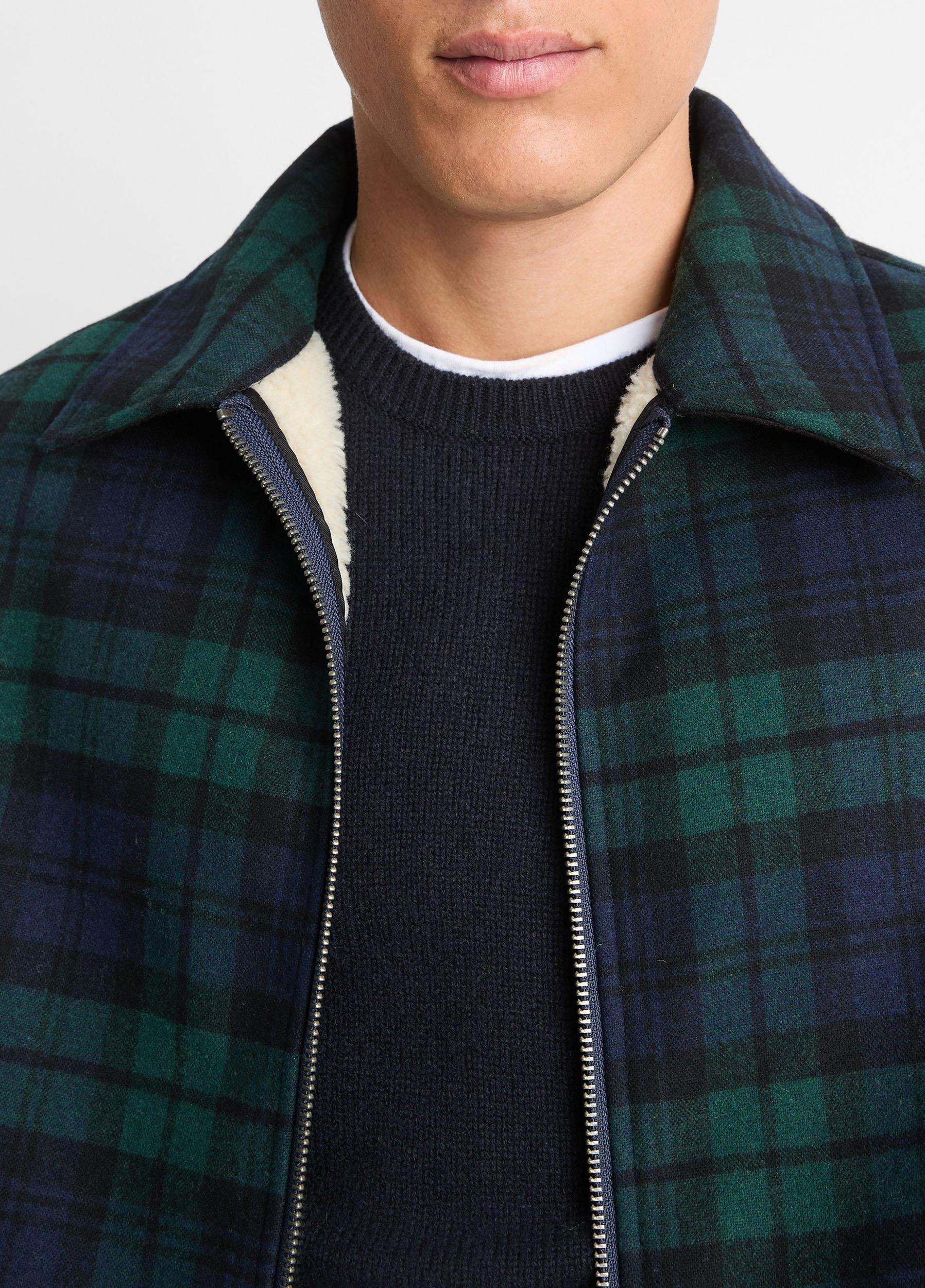 Sherpa-Lined Plaid Wool-Blend Jacket Product Image