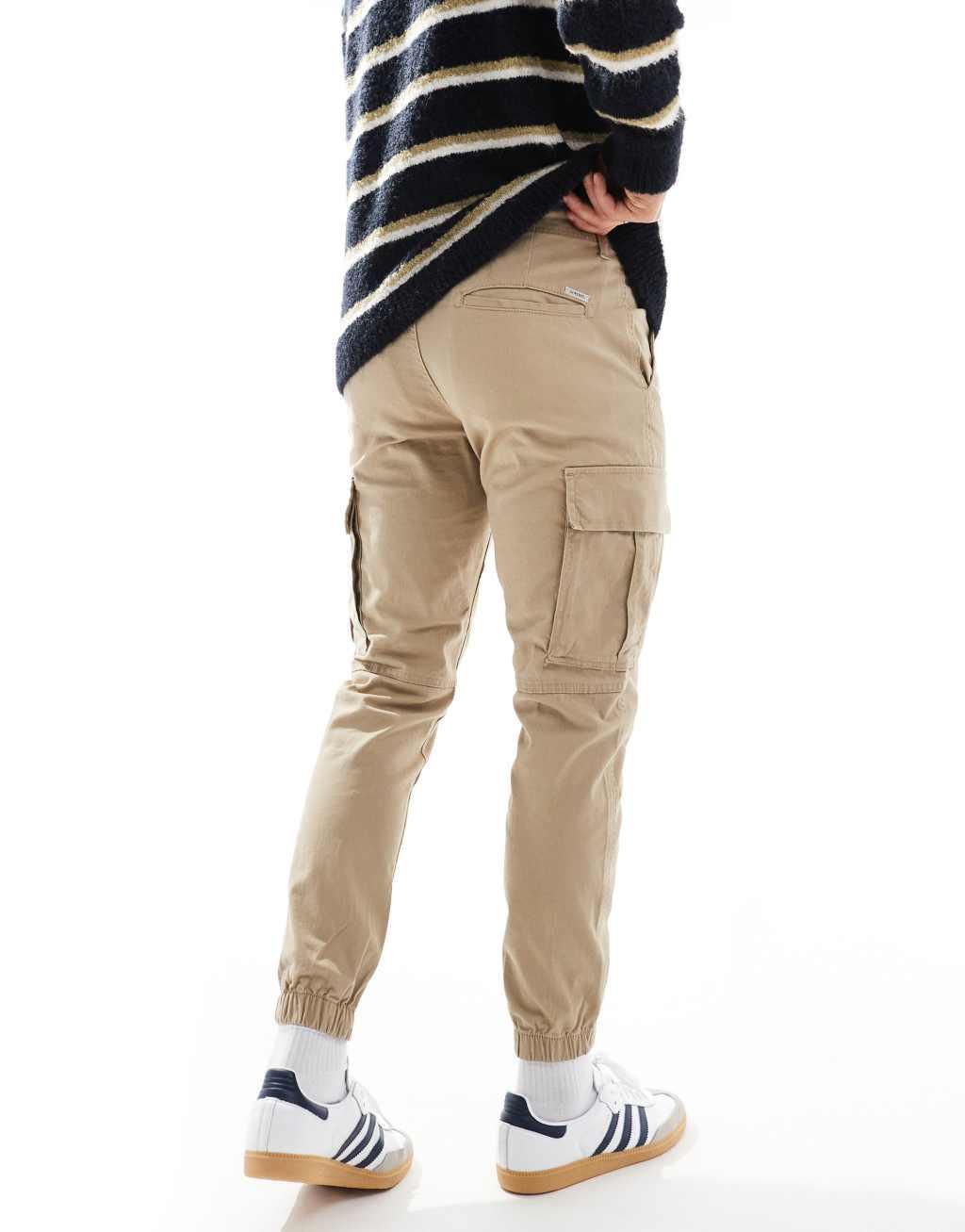 JJ Rebel cuffed cargo pants in beige Product Image