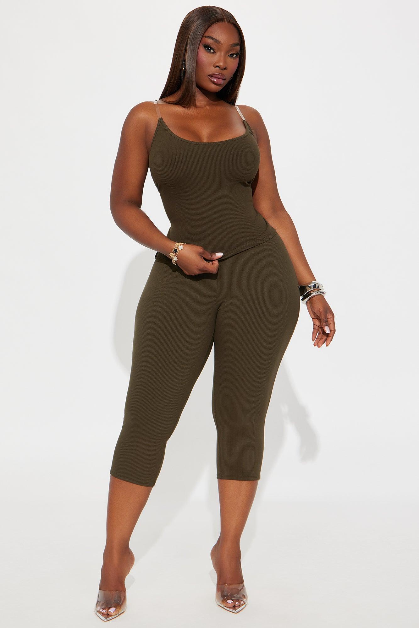 See Through Me Clear Strap Capri Set - Olive Product Image