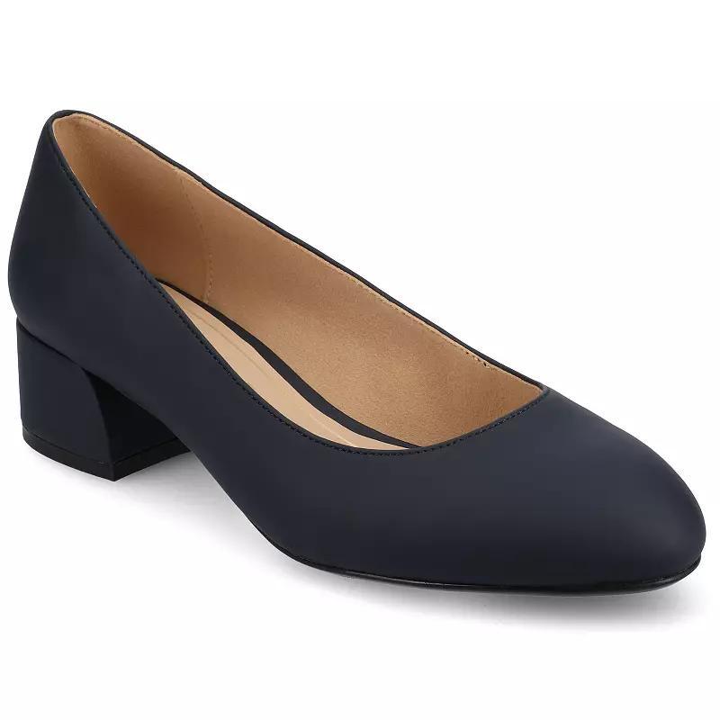 Journee Medium and Wide Width Saarii Women's Slip-On Block Heel Pumps, Size: 11, Blue Product Image