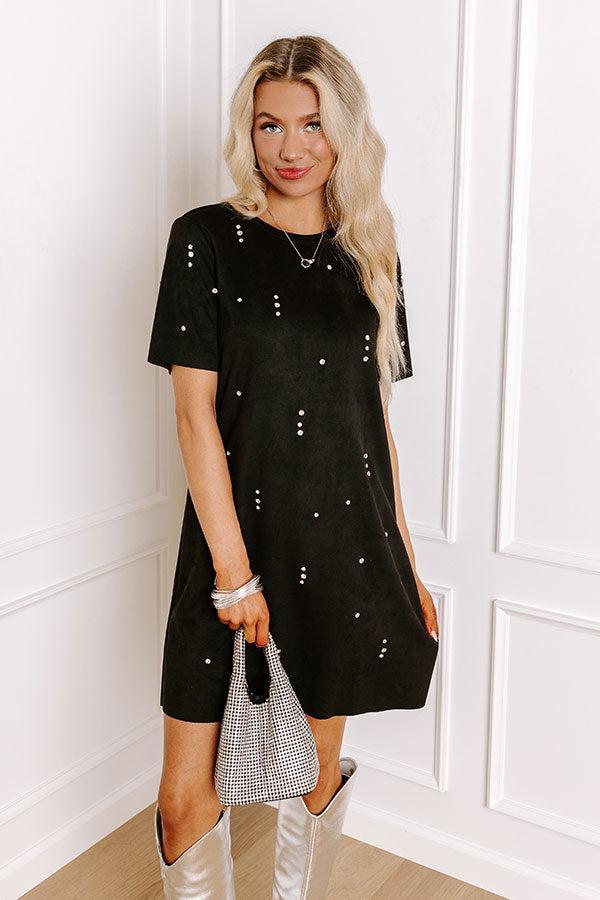 Rooftop Soiree Faux Suede Embellished Mini Dress Product Image