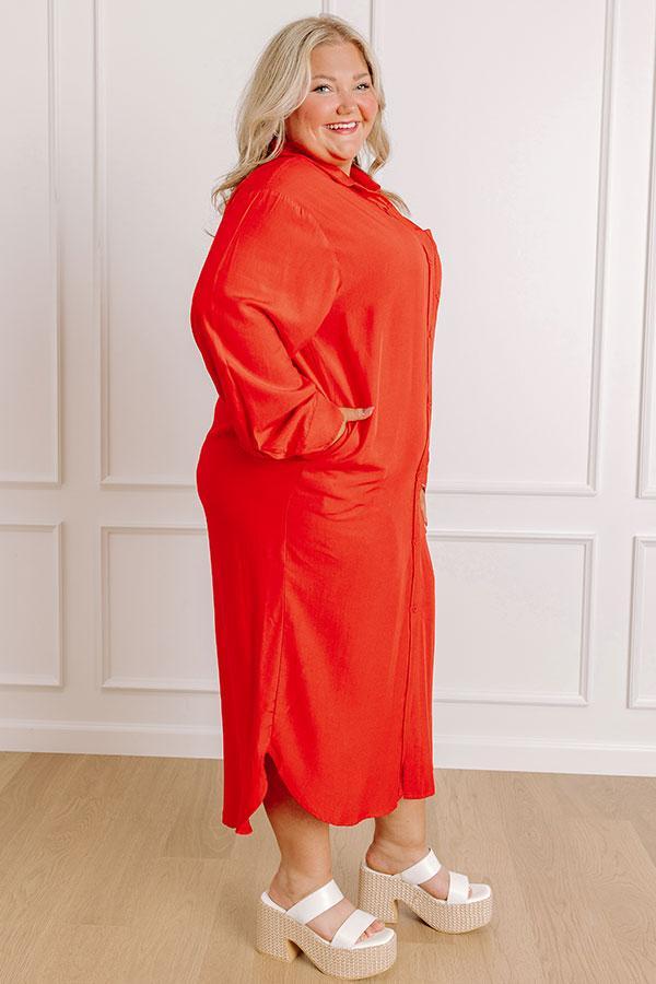 Chic Vibes Button Down Midi Dress Curves Product Image