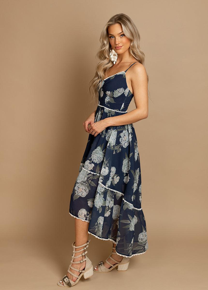 Vola Dress in Large Navy Floral Product Image