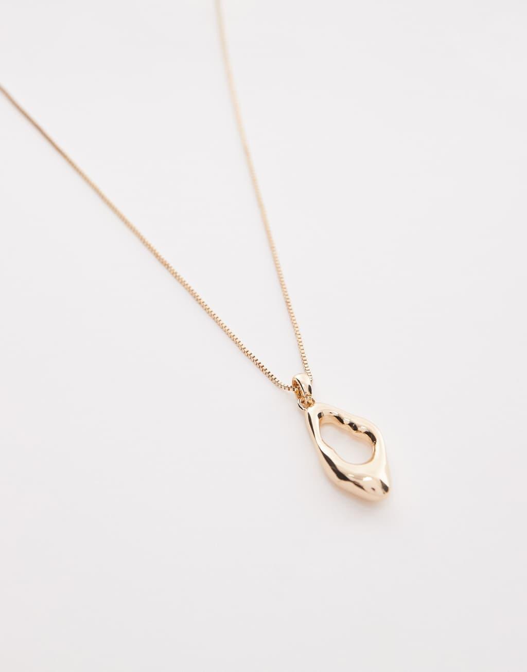 Topshop Neni necklace with molten pendant in gold tone Product Image