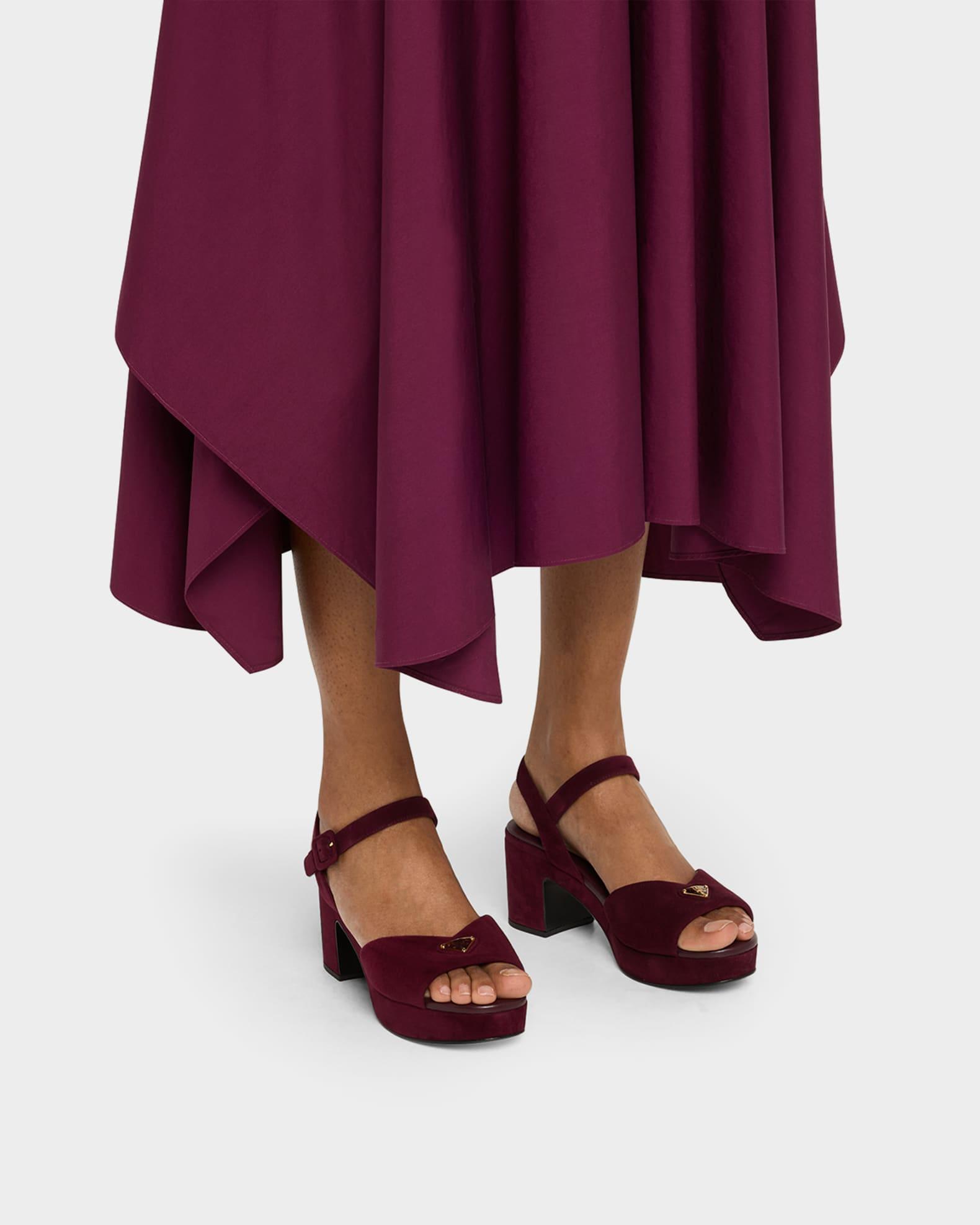 Suede Triangle Logo Platform Sandals  Product Image