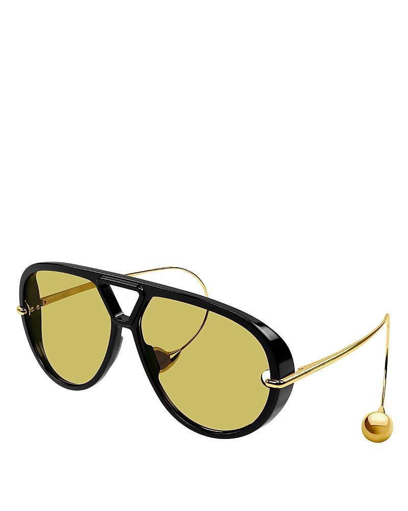 BOTTEGA VENETA Eyewear Aviator Frame Sunglasses In 002 Black Silver Yellow Product Image