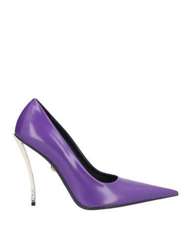 VERSACE Woman Pumps Purple Size 8 Calfskin Product Image