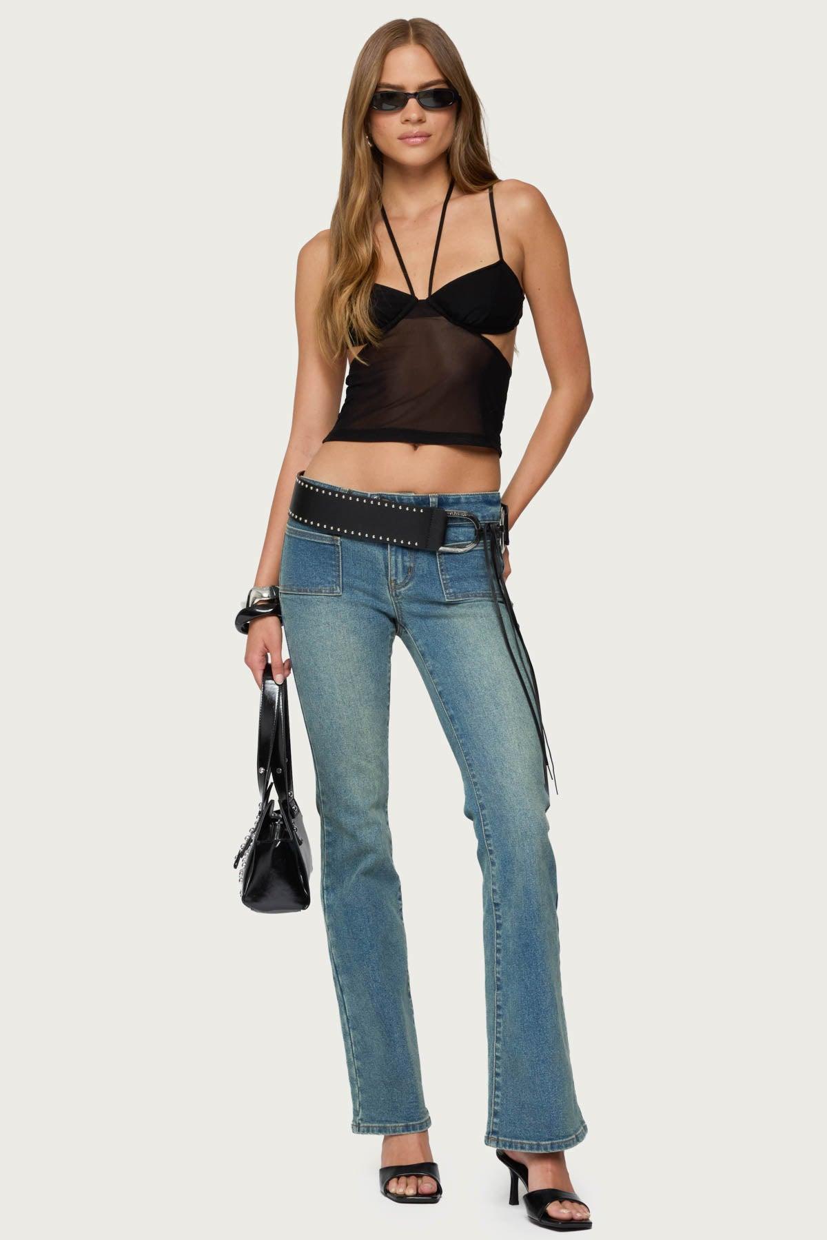 Strappy Sheer Mesh Cupped Top Product Image