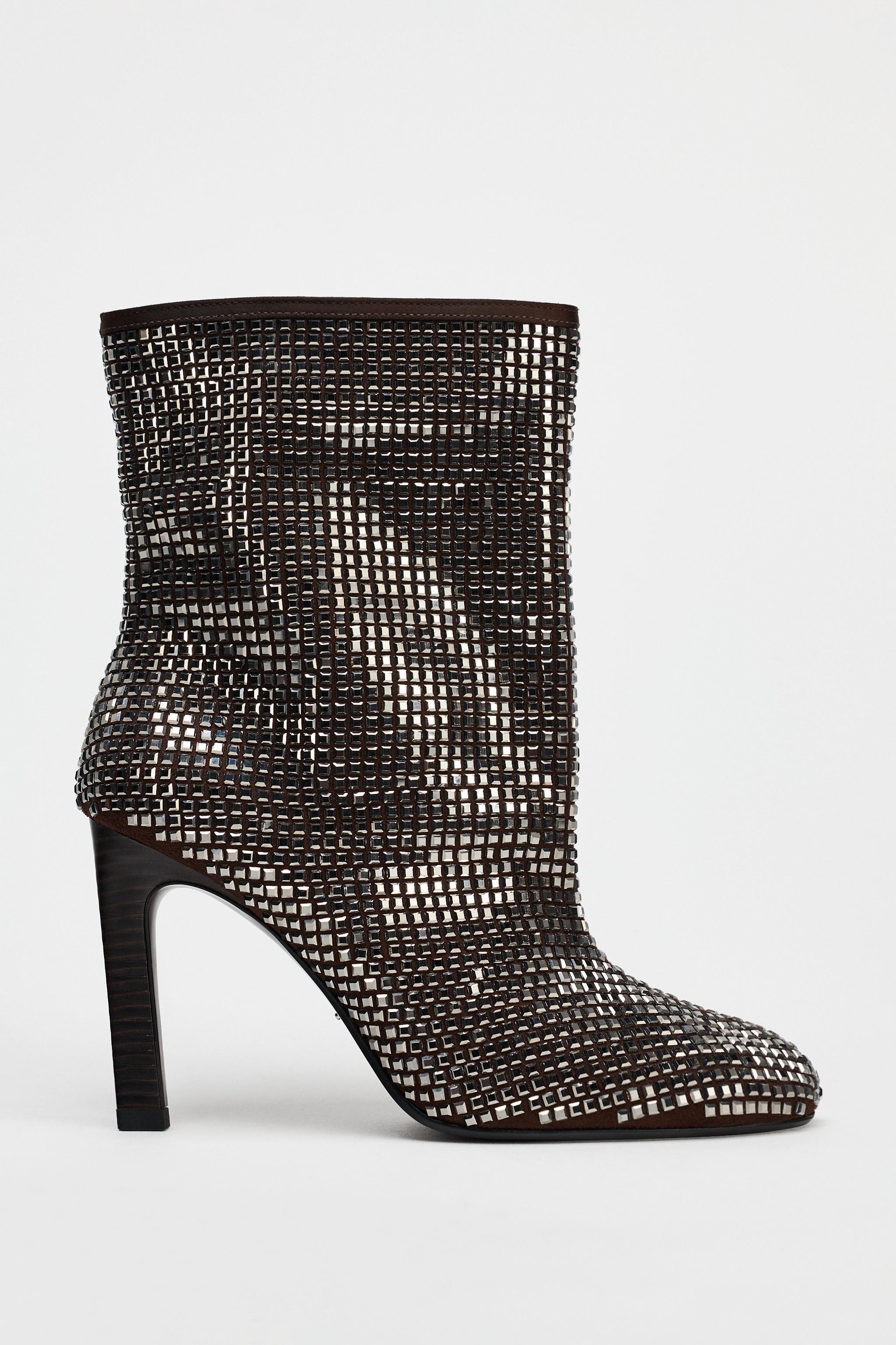 RHINESTONE HEELED ANKLE BOOTS Product Image