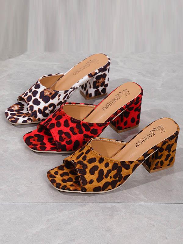 Leopard Open Toe Pumps Sandals Slippers Product Image