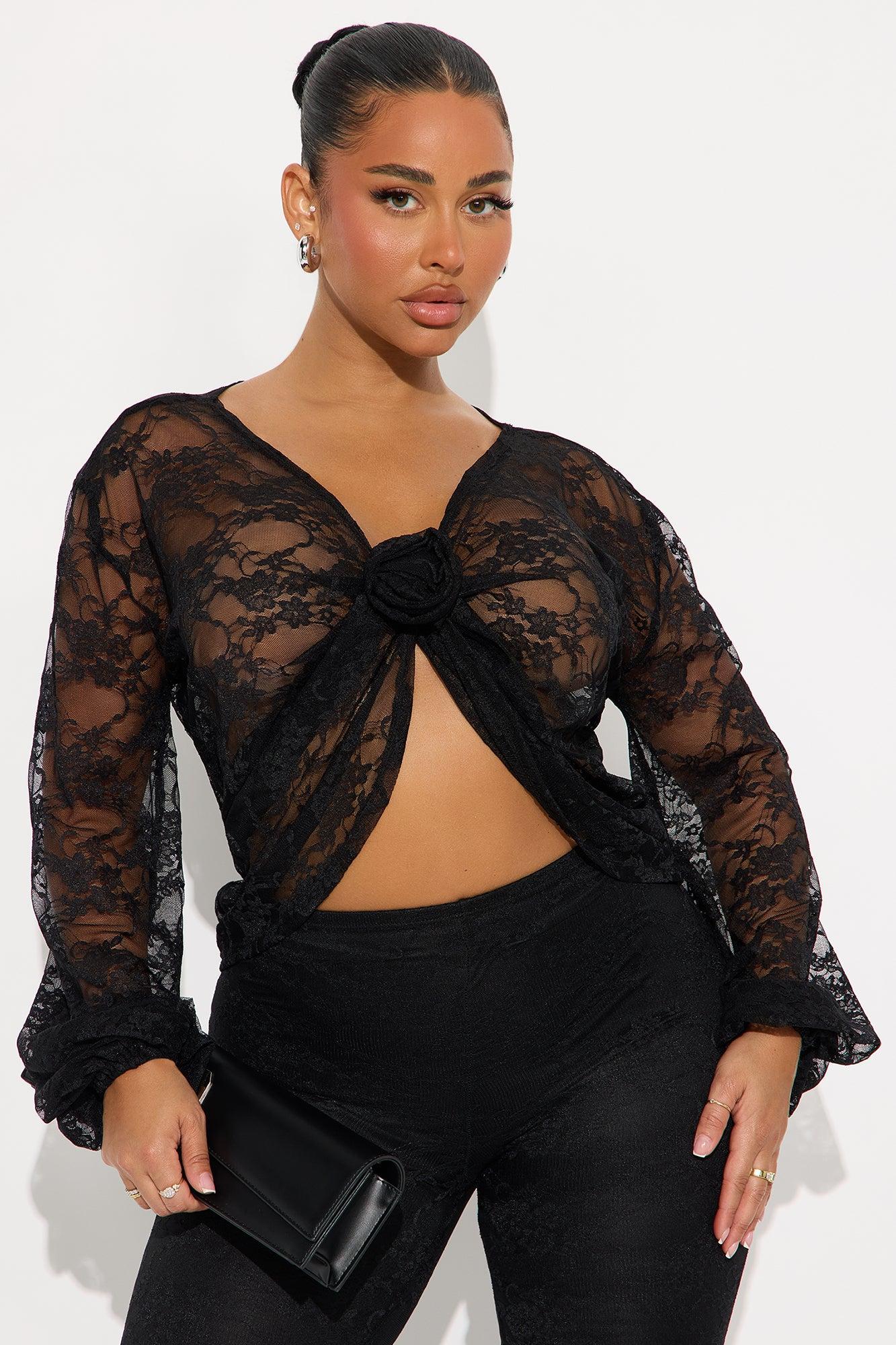 Le Rose Lace Pant Set - Black Female Product Image
