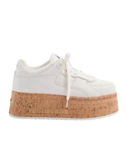 VALENTINO GARAVANI Freedots Xl Calfskin And Cork Sneaker Woman White 41.5 Product Image