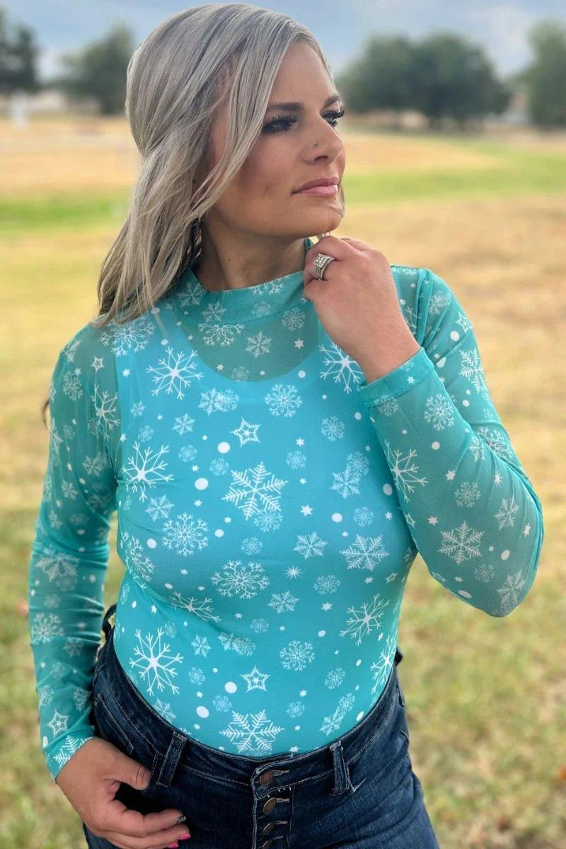 Sterling Kreek Winter Wonderland Mesh Top Product Image