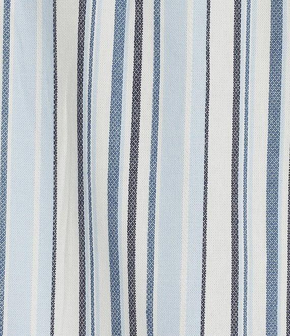 Nurture Stripe Print Elbow Sleeve V-Neck Short A-Line Dress Product Image