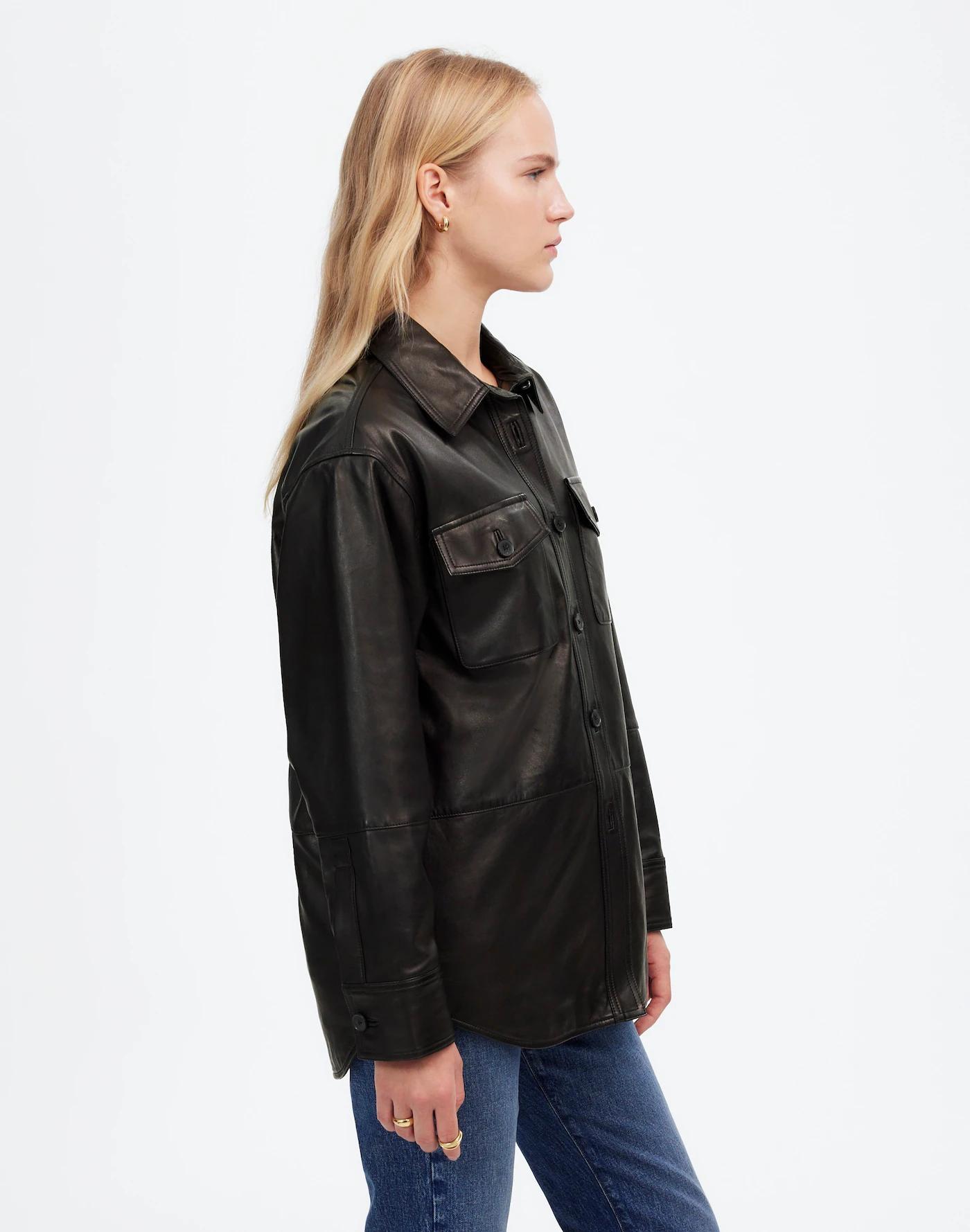 Washed Leather Shirt-Jacket Product Image