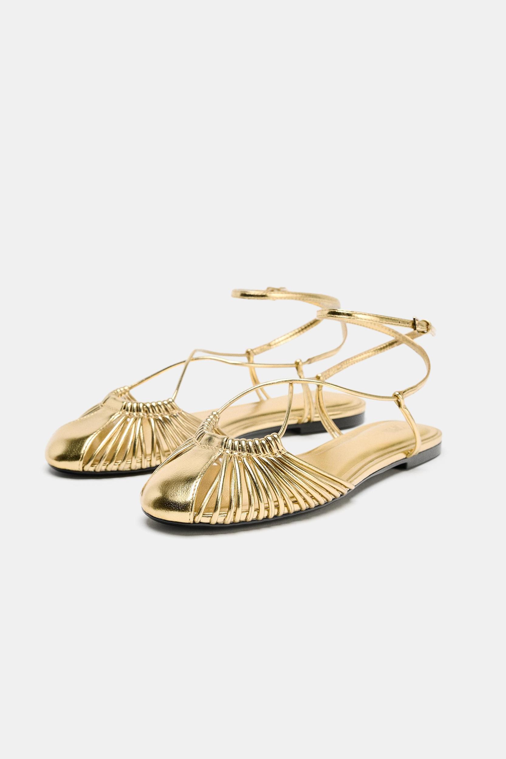 METALLIC STRAPPY FISHERMAN SANDALS Product Image