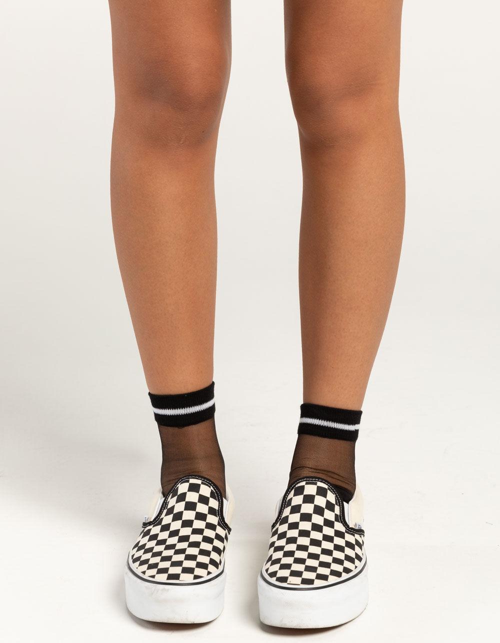 MEMOI Sheer Striped Womens Cuff Ankle Socks Product Image