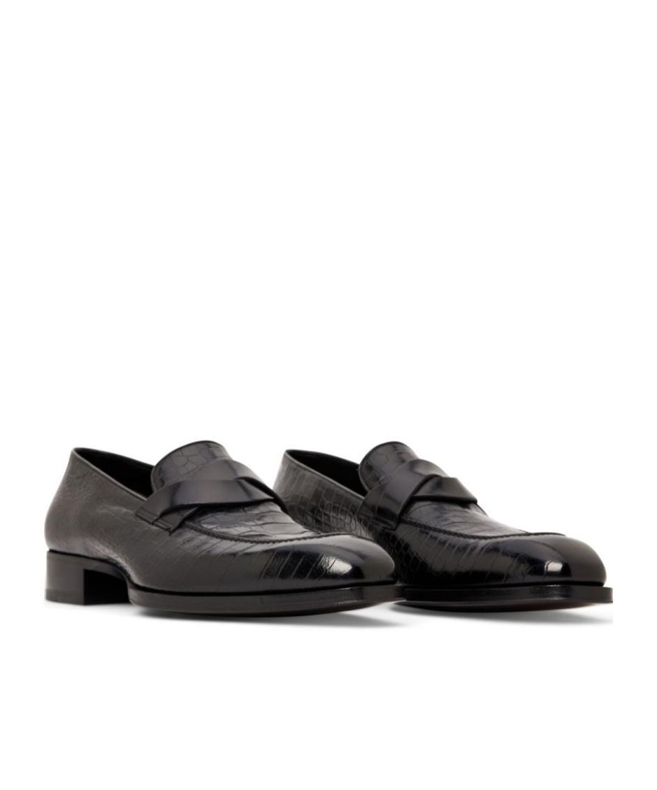 TOM FORD Croc-embossed Loafers In Black Product Image