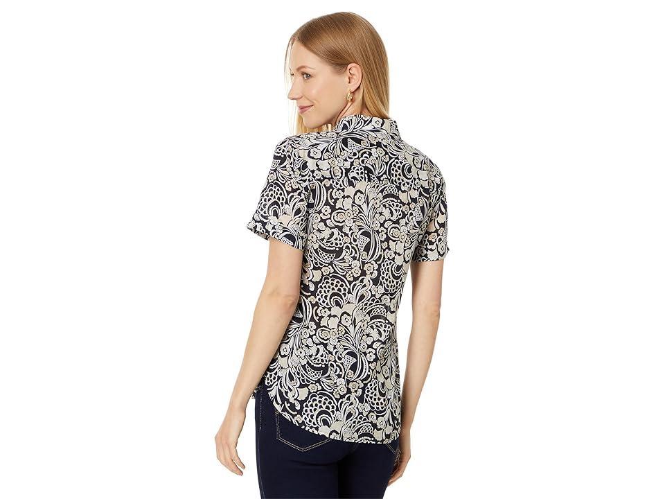 Tommy Hilfiger Paisley Camp Shirt (Sky Captain/Bright White) Women's Clothing Product Image