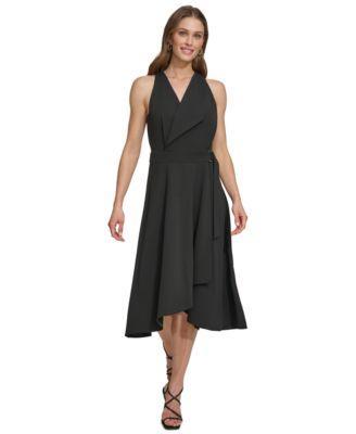 Dkny Womens V-Neck Belted Sleeveless A-Line Dress Product Image