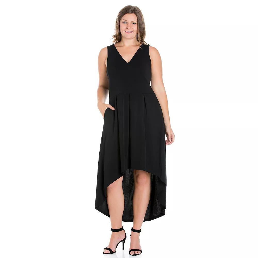 Plus Size 24seven Comfort Apparel High-Low Party Dress with Pockets, Women's, Size: 1XL, Black Product Image