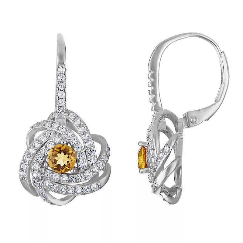 Designs by Gioelli Sterling Silver Gemstone Love Knot Leverback Earrings, Women's, Cr White Blue Product Image