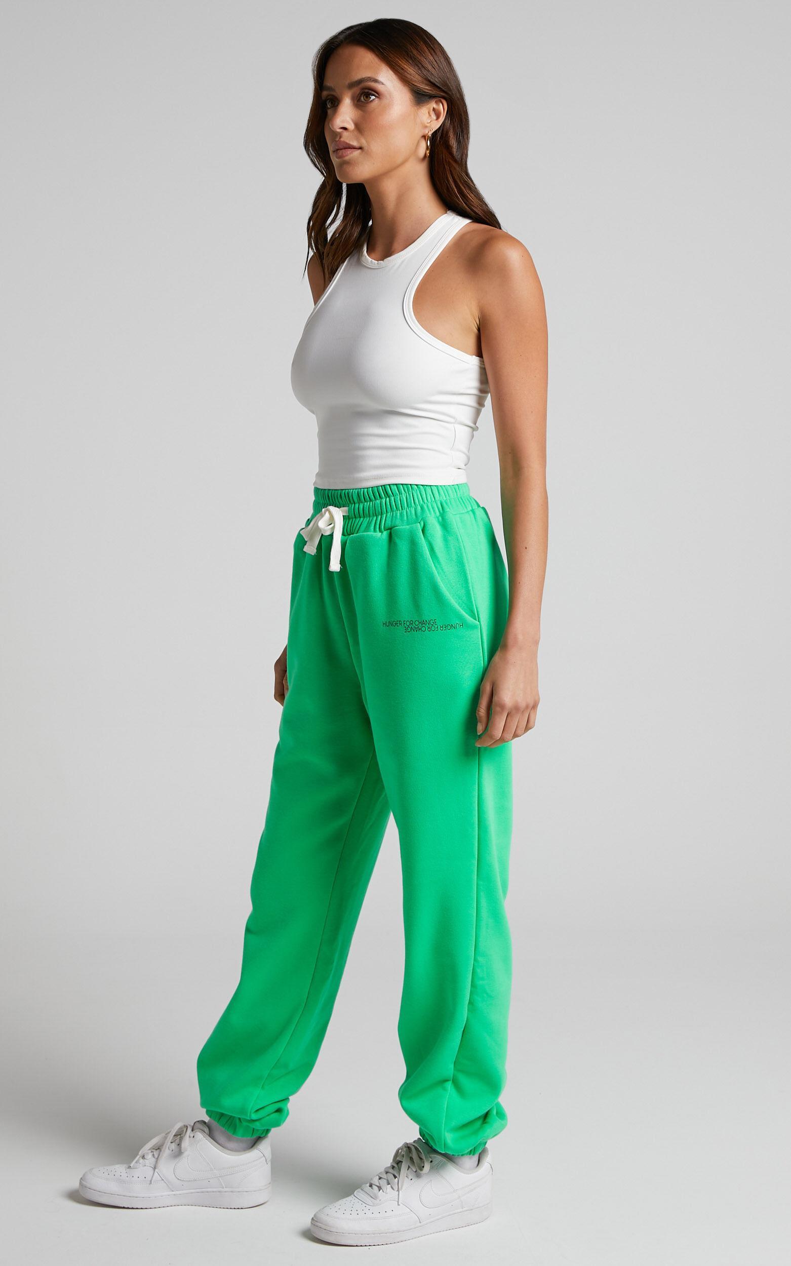 The Hunger Project x Showpo Mid Waisted Sweatpants in Green Product Image