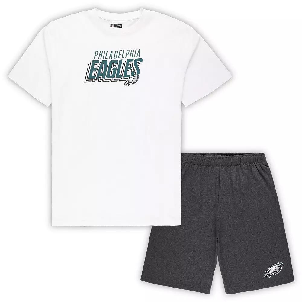 Men's Concepts Sport White/Charcoal Philadelphia Eagles Big & Tall T-Shirt and Shorts Set, Size: 3XB Product Image