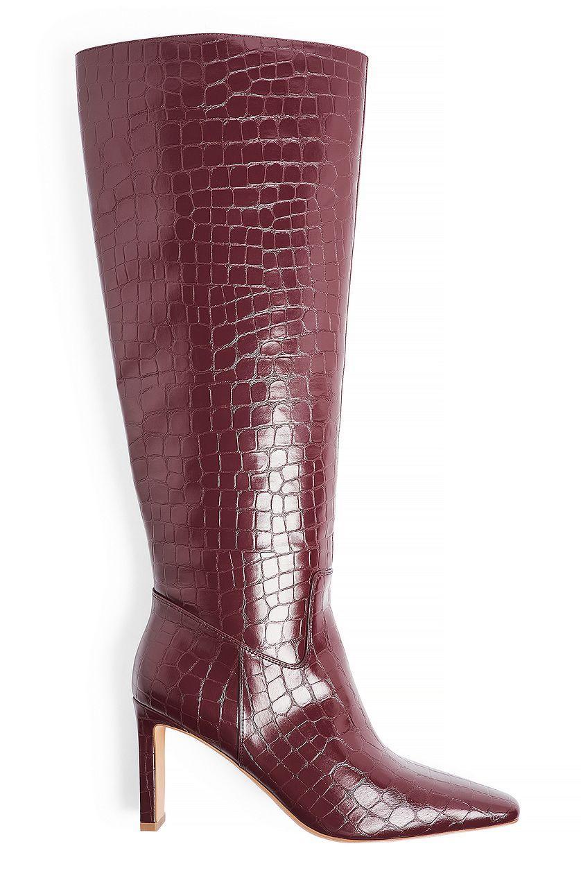 Squared Toe Croc Pattern Boots Product Image