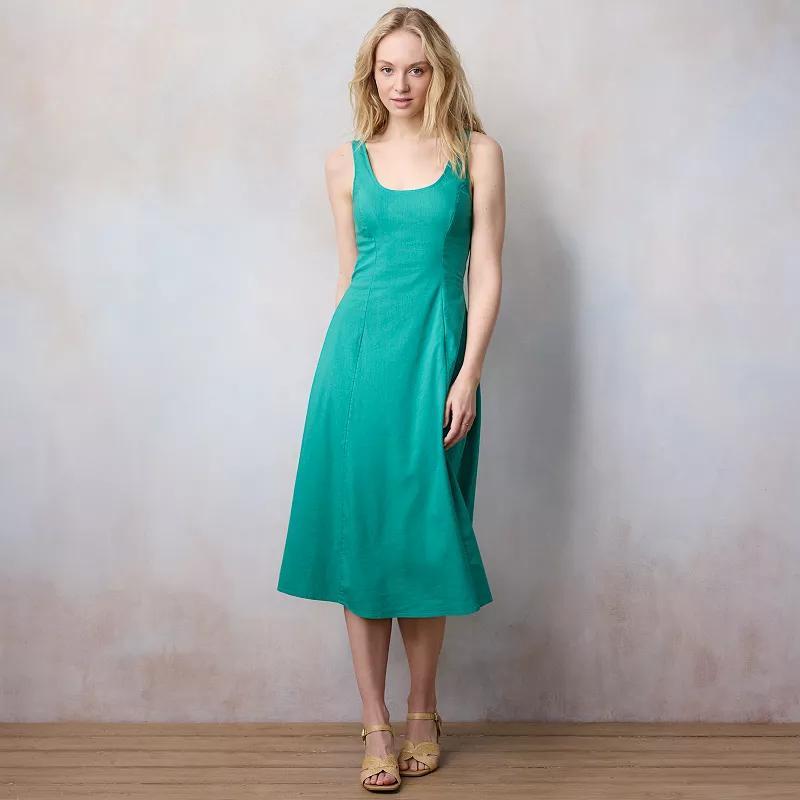 Womens LC Lauren Conrad Smocked Tie Waist Midi Tank Top Dress Product Image