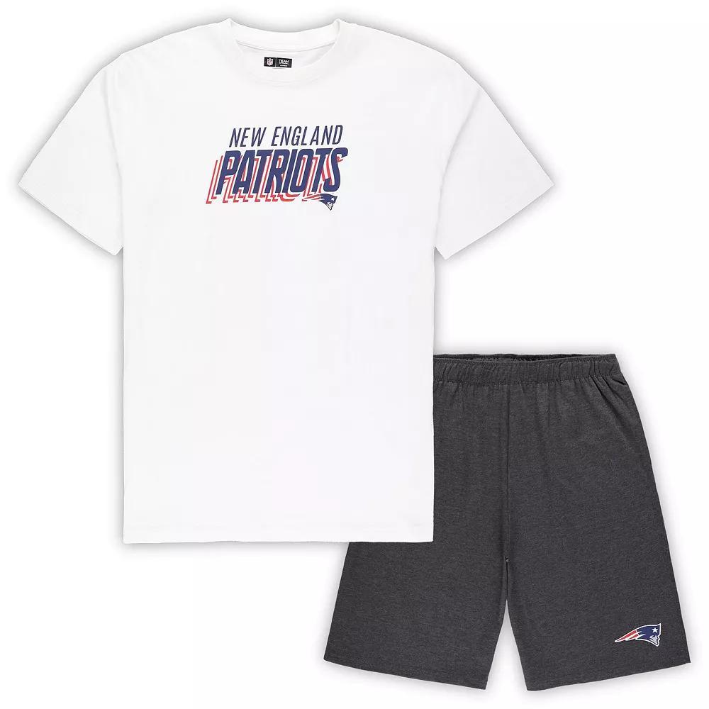 Men's Concepts Sport White/Charcoal New England Patriots Big & Tall T-Shirt and Shorts Set,  Product Image