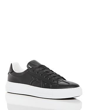 FERRAGAMO Salvatore  Men's Borg Gancini Leather & Suede Sneakers In Nero Product Image